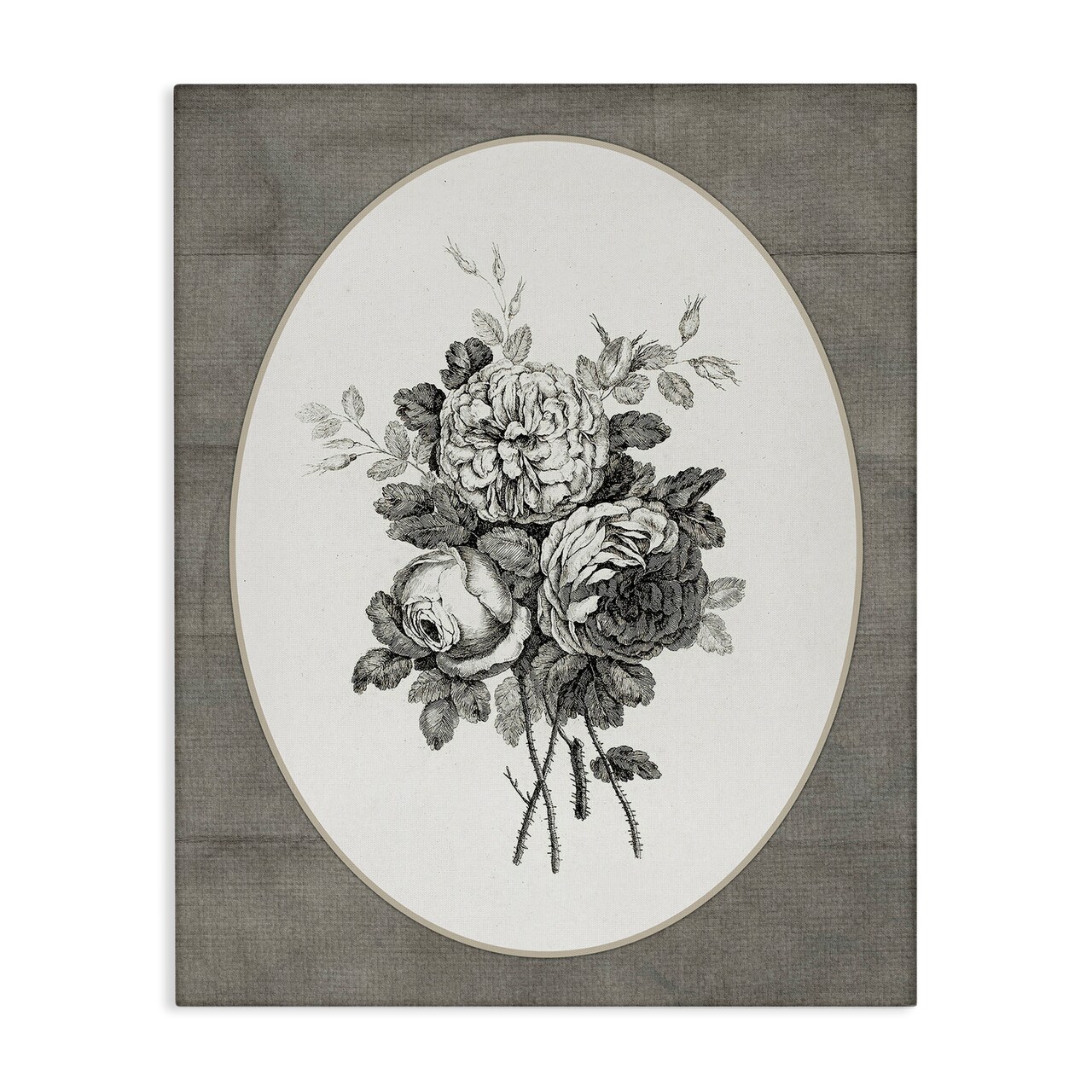 Stupell Industries Round Vignette of Flowers Canvas By Lettered and Lined